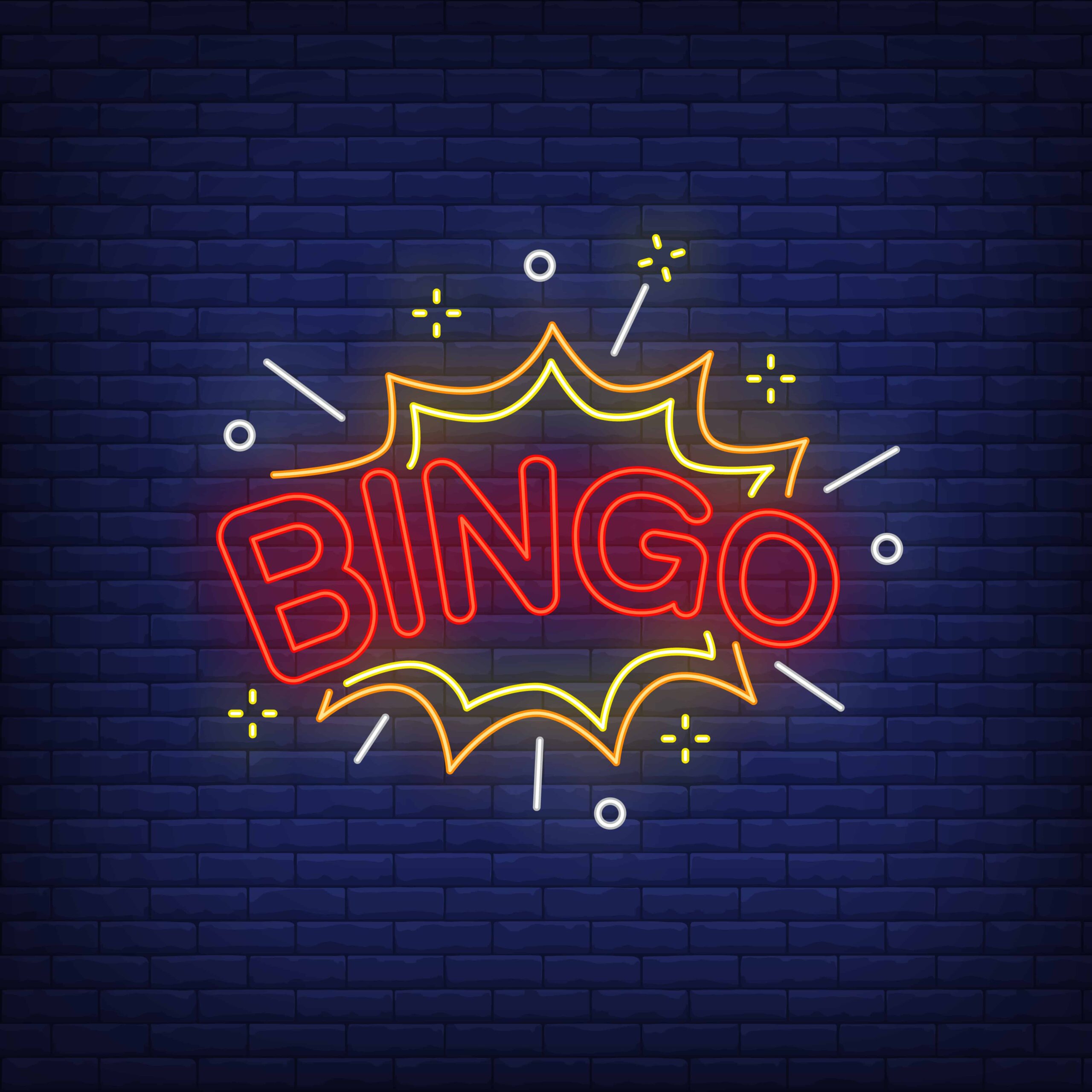 Bingo Neon Lettering And Explosion